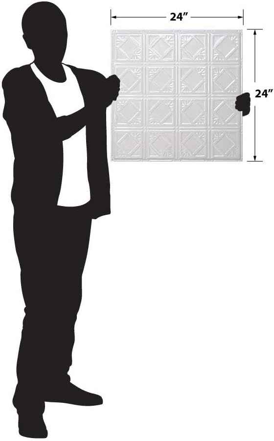American Tin Ceilings Tin Backsplash [5-Pack with Trim Kit] in Pattern #19 and Bright White Gloss Color 24" x 24" (20 Sq Ft) for Kitchens | Genuine Tin | Made in The USA | Model: kit5-b-p19-wbg