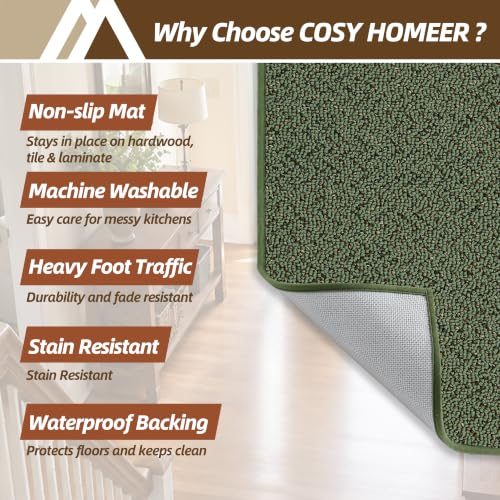 Kitchen Rugs Set of 2 Non (Green / 17“x30”+17“x60”)