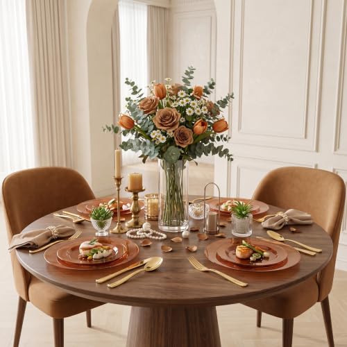 200 Pcs Amber Plastic Plates (Clear Brown / 200 Pcs)