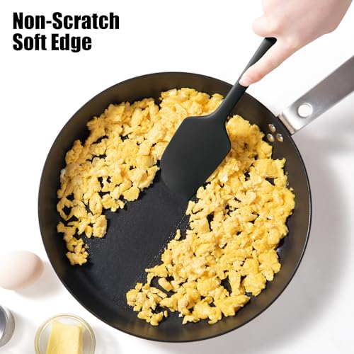 600°F Heat Resistant Silicone Large Spatula (11.4in (Flat Spatula) / Black)