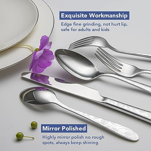40 Piece Silverware Set Service for 8 (Silver Daisy)