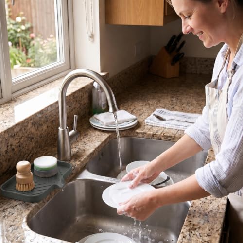 Silicone Soap Dish with Drain Spout (Grey / M(9.6"×5.3"))