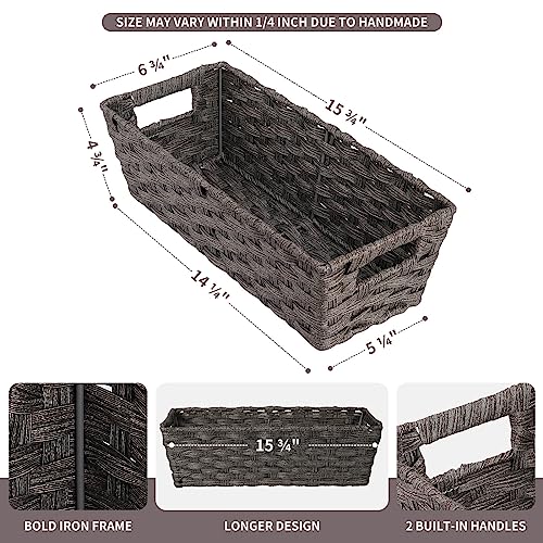 2 Pack Plastic Wicker Toilet Paper Baskets (15¾" x 6¾" x 4¾" / Dark Grey)