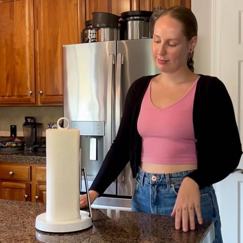 Heavy Duty Paper Towel Holder with Tension Arm (White)