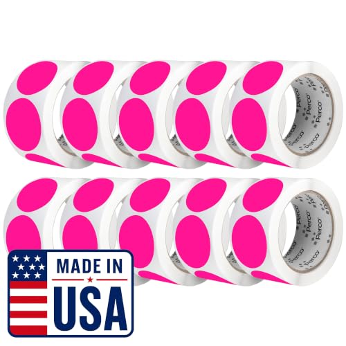 Neon Pink Perforated Round Circle Dot Sticker 2 (Neon Pink / 2 Inch)