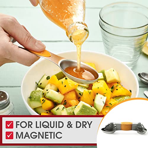 Stainless Steel Magnetic Measuring Spoons Set of 8 (Mango / 1-Pack)
