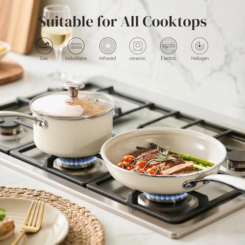 Nonstick Mini Cookware Set (Beige / 3pc Set)