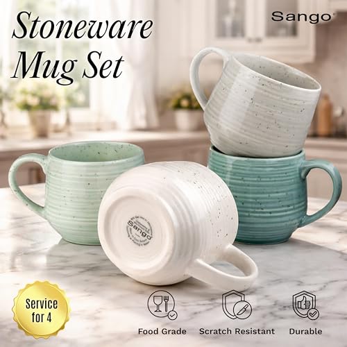 Siterra Artist's Blend 17 oz. Stoneware Mug Set (Aqua Blend / Mug Set)