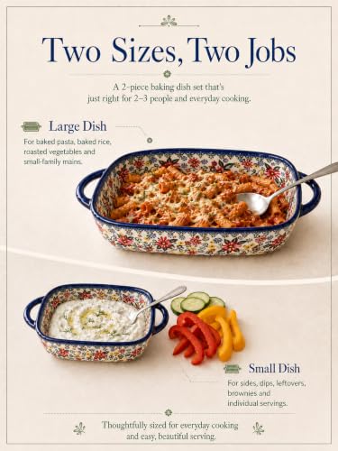 2 Piece Polish Pottery Style Ceramic Baking Dish Set (2 Count)
