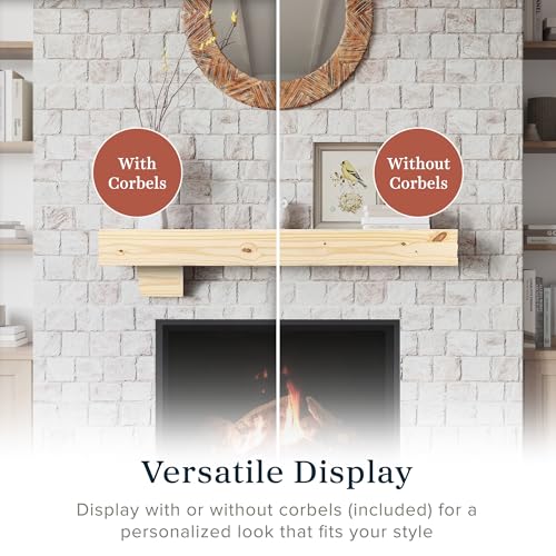 Breckenridge 48” Fireplace Mantel Shelf with Corbels (Unfinished Rustic / 48 Inch)