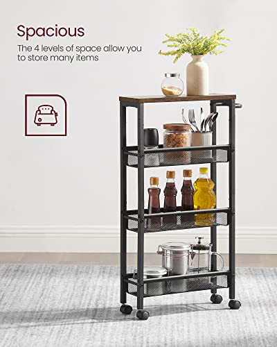 4 Tier Slim Rolling Storage cart with Wheels