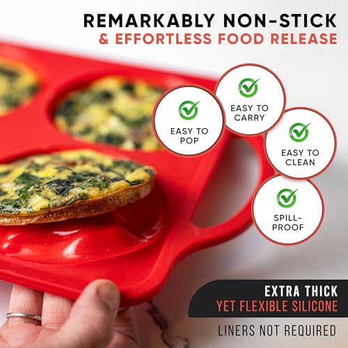 Confetti 4 Inch Jumbo Silicone Muffin Pans for Baking (Red / Jumbo (6 Cups Pan))