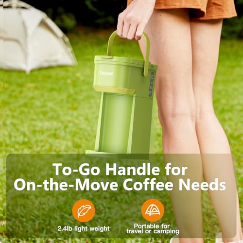 Mini Single Serve Coffee Maker for K Cups and Grounds with Handle (Lime Green)