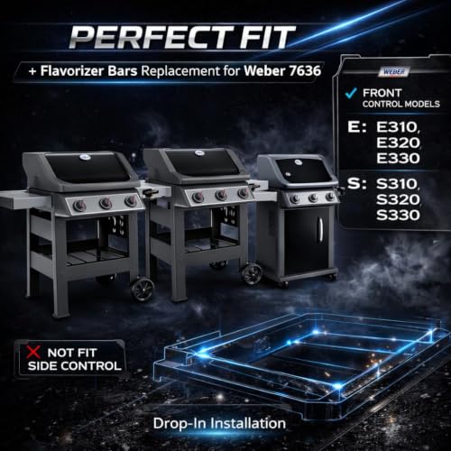 15.3" Flavorizer Bars for Weber Spirit 300 and GS4 Spirit II 300 Series E310 E320 E330 S310 S320 S330 with Front Control (15.3"×2.6"×2.5" - 7636 Spirit 300 Front Control)