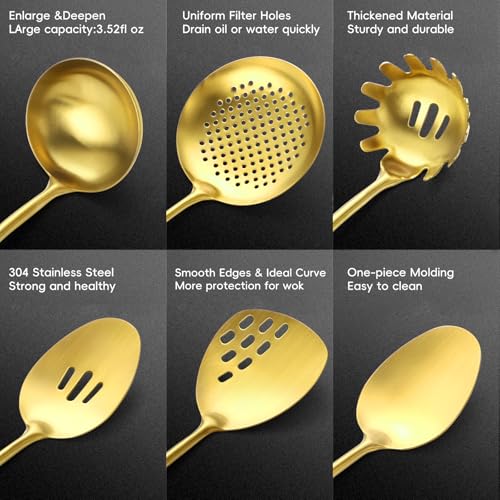 18 10 Stainless Steel Kitchen Utensils Set (Small / GOLD-6 Pieces)