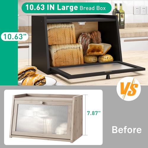 Bread Box for Kitchen Counter (Black / Medium-1_Tier)