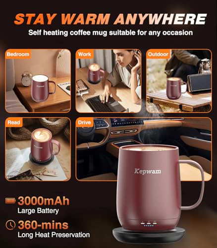 Self Heating Coffee Mug T2 (Burgundy / 16oz)
