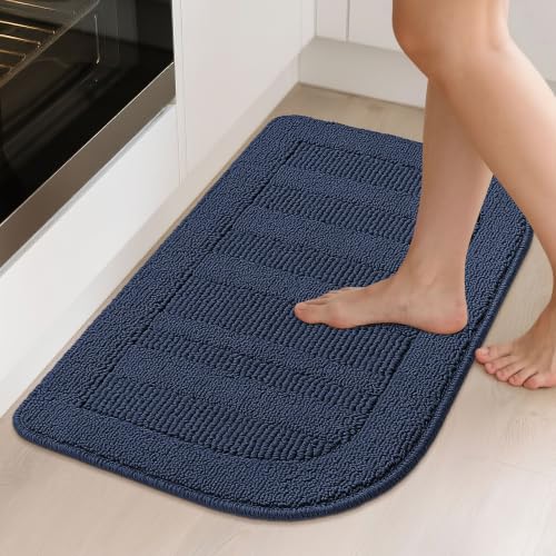 30x18 Inch Kitchen Rugs Non Slip Washable Sink Rug (1'6" x 2'6" (Semicircular) / Navy Blue)