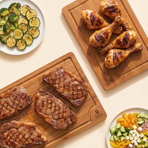 Wooden Cutting Boards for Kitchen Meal Prep & Serving (2-Piece / Brown)