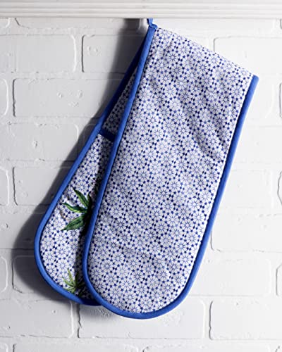 Double Oven Mitts 100% Cotton Double Oven Glove (087 - Passiflora / 7" x 35" (Double Oven Mitt))