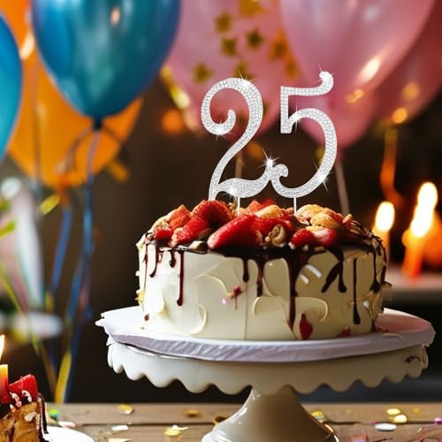 25 Rhinestone Cake Topper (25-Silver)
