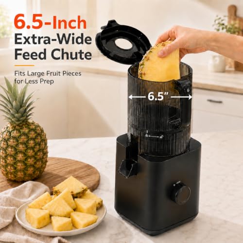 Aobosi 3-in-1 Juicer Machines, 6.5" Oversized Wide Feed Chute for Whole Fruits & Vegetables, 600 Max Cold Press Juicer with Pre-Cutter System, Triple Filtration, 99% Juice Yield (Black)