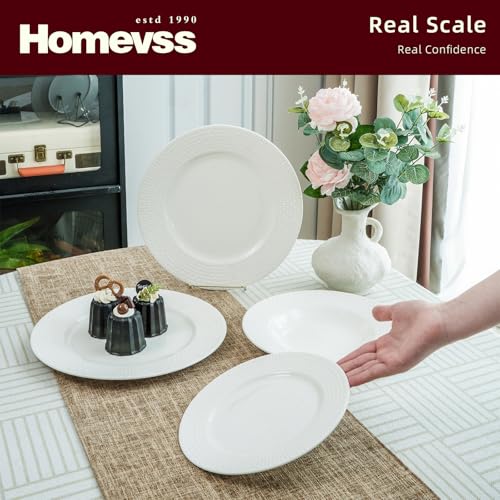 HomeVss New Bone China Embossed Waves 18pc Dinnerware Set (Waves / Service for 6 - 18pc Set)
