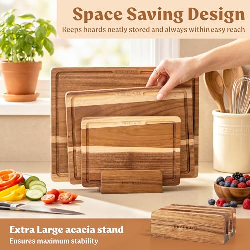 Acacia Wood Cutting Boards for Kitchen Set of 3 (Acacia Double Sided)