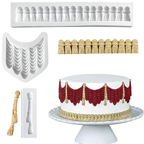 Macrame Tassel Cake Decoration Fondant Border Mold 3pcs (Macrame Tassel Fondant Mold)