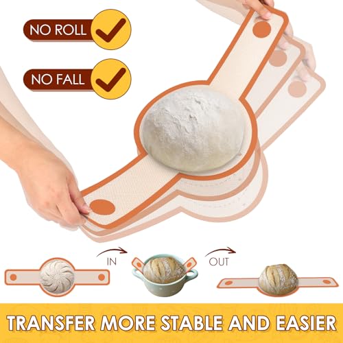 2 Pcs Silicone Bread Sling for Dutch Oven (2pcs Orange Round and Oval)