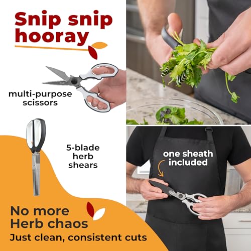 5 Blade Herb Scissors Set with Kitchen Shears