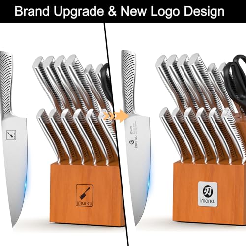 14 Piece Japanese Gyutou Stainless Steel Kitchen Knife Set (Light Brown)