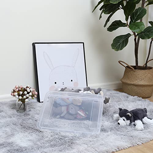 8 Pack 17 QT Clear Plastic Storage Bins with Latching Lids (Clear White / 8 PCS-17 QT)