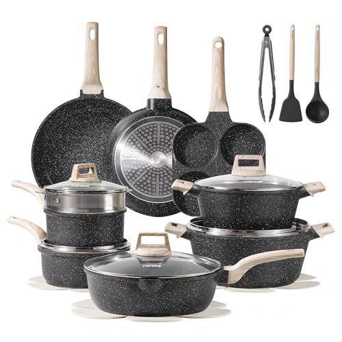 21pcs Nonstick Pots and Pans Set (Classic Black / 21 Piece)