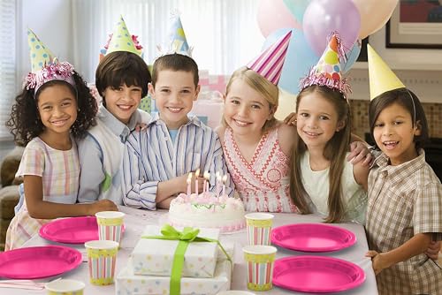 Sturdy Hot Pink Plastic Plates 7" Cake Plates 100 Pcs (7 inch / Cerise)