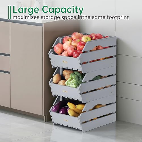 Wood Potato Onion Storage Bins (Dusty Grey)