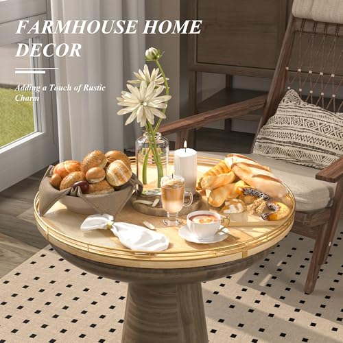 21 Inch Extra Large Lazy Susan with Oak Base and Black Iron Rail