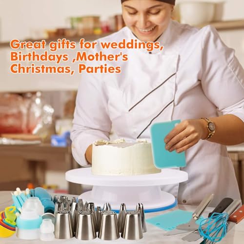 207 Pcs Cake Decorating supplies Kit for Beginners Cake Turntable