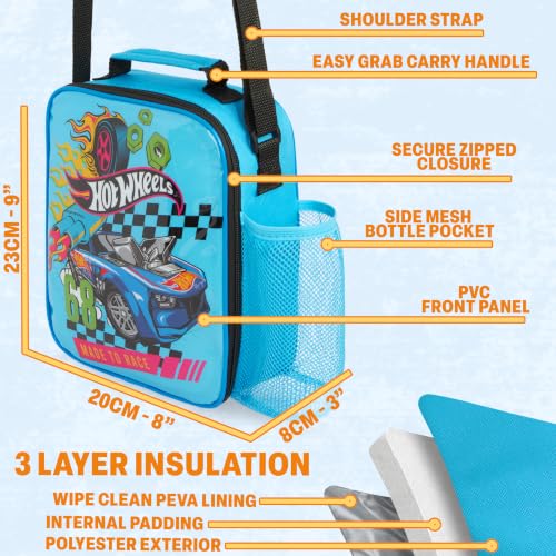 Hot Wheels Boys Lunch Box 3Pc Set (Multi Hot Wheels)