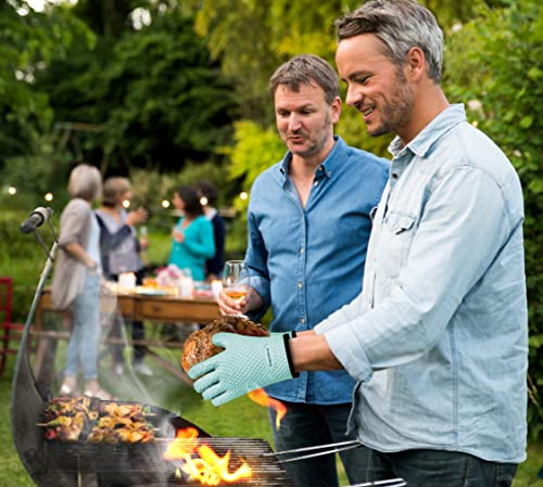 S Silicone Smoker BBQ Gloves (Turquoise / Small)
