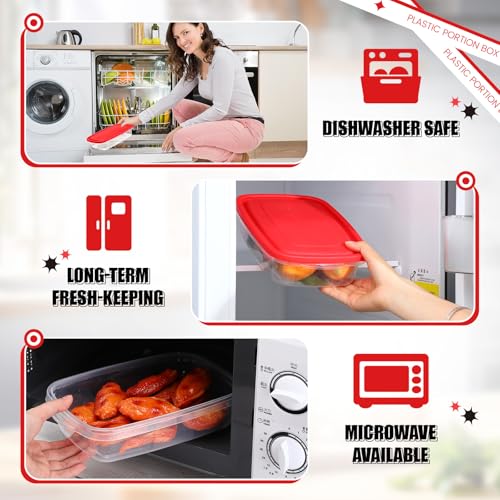 18 Pcs 33 oz Plastic Food Storage Containers with Lids (Red)