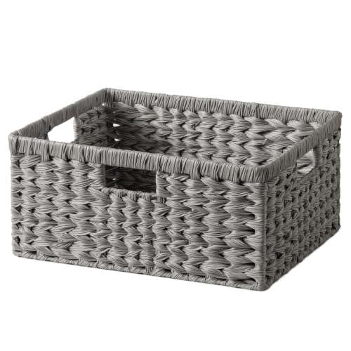 Wicker Baskets for Organizing (Gray / 16½"L x 13"W x 7½"H)