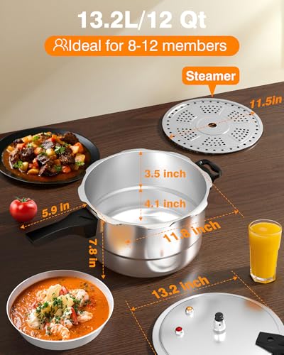 12 Qt Aluminum Pressure Cooker (12 Quarts)