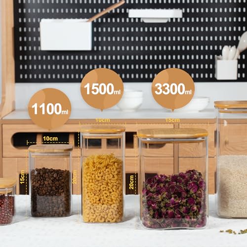 115oz/3.6Qt/3400ml Square Glass Storage Containers with Lids 1-Pack (115oz*1)