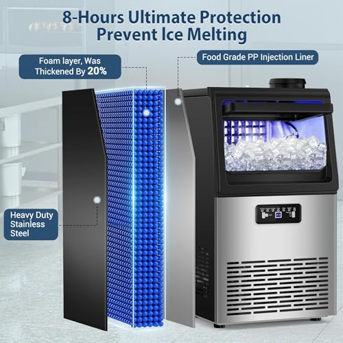 Commercial Ice Maker Machine with 20 Storage Bin (100Lbs/24H-Silver2)