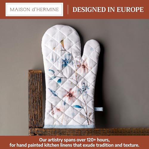 Maison d'Hermine Oven Gloves 100% Cotton Oven Mitt (074 - Ice Florals / 7.5" x 13" (Oven Mitt))