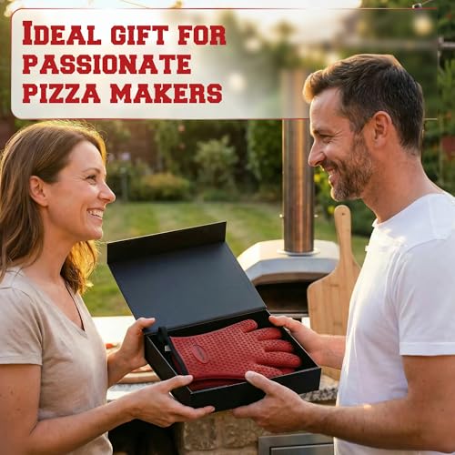 XL Silicone Pizza Oven Gloves Heat Resistant Oven Mitts (Legacy Red / X-Large)