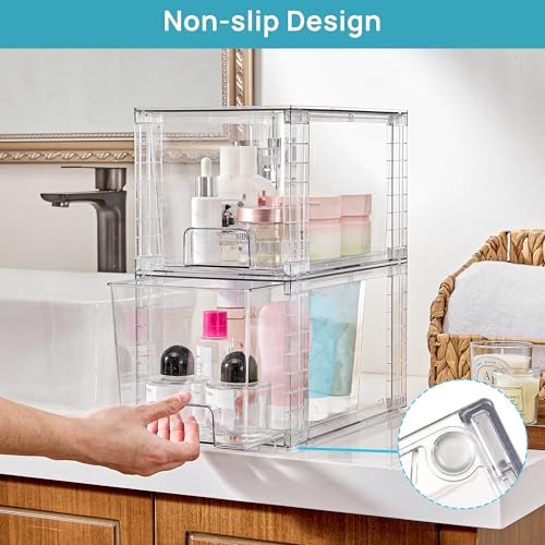 6 Pack Large Stackable Storage Drawers (Clear( 6 Pack))