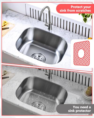 2 Pack Silicone Sink Mat Protector for Kitchen Sink (Red)