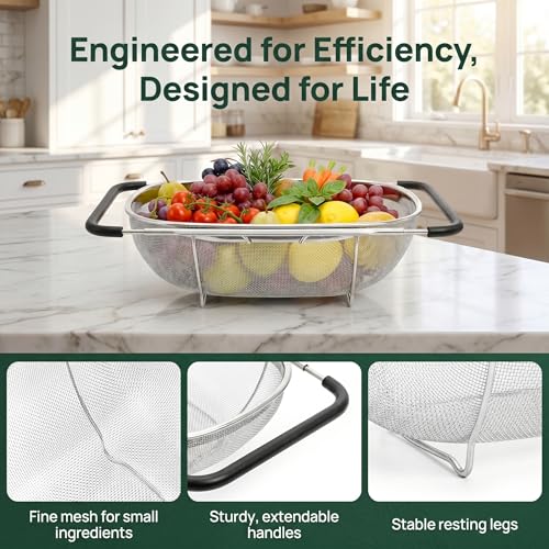 2 Pack Over the Sink Oval Colander for Kitchen